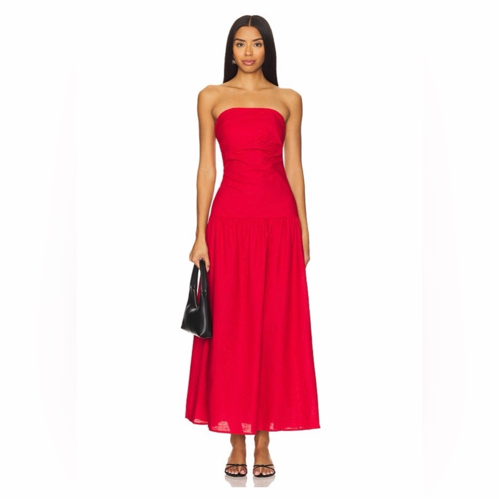 Chic Strapless Red Dress
